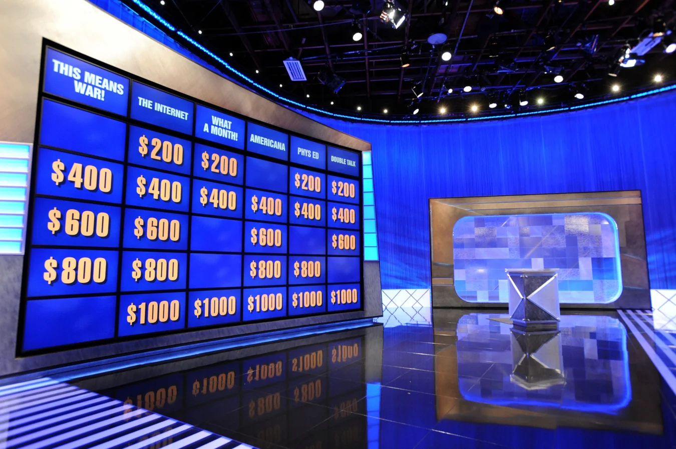 The blue Jeopardy! stage
